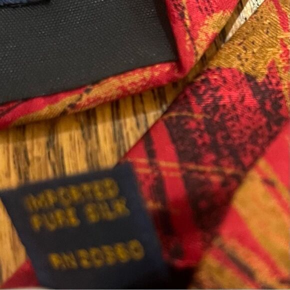 Portofino Collection Silk Tie Abstract Floral Dark Red, Purple, Gold, Blue - Picture 9 of 9